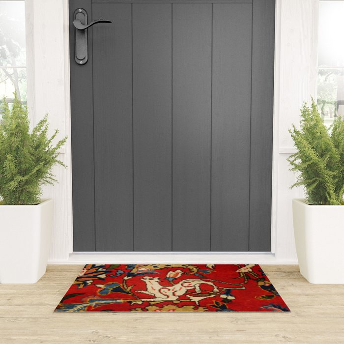 Persian Floral Animal Rug Print Welcome Mat Gallery Image 3