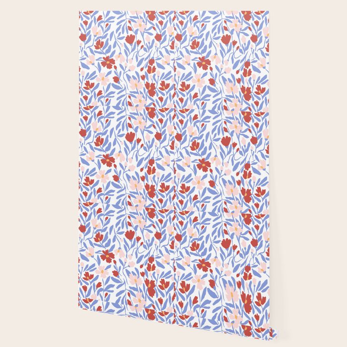 Blue and Orange vibrant bold flowers Wallpaper Gallery Image 2