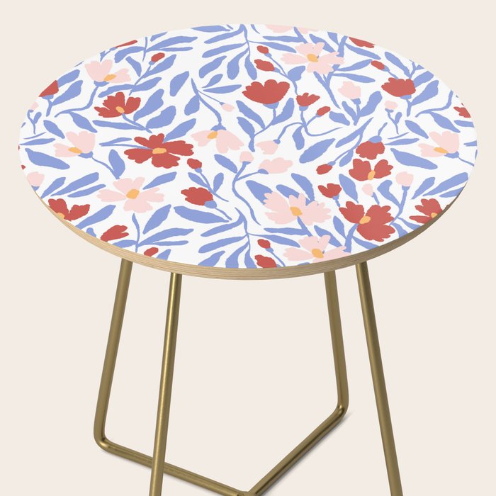 Blue and Orange vibrant bold flowers Side Table Gallery Image 2