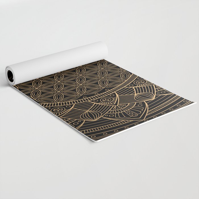 The Flower of Life Black Gold Mandala Yoga Mat Gallery Image 2