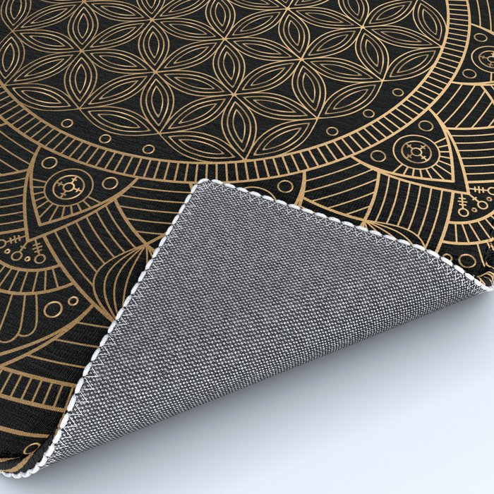 The Flower of Life Black Gold Mandala Rug Gallery Image 4