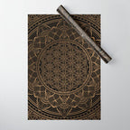 The Flower of Life Black Gold Mandala Wrapping Paper Gallery Image 1