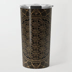 The Flower of Life Black Gold Mandala Travel Mug Gallery Image 1