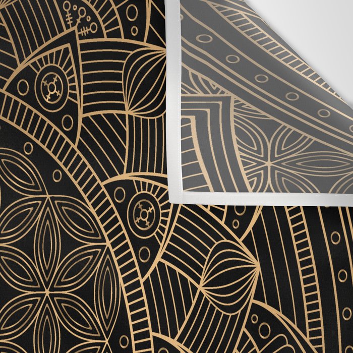 The Flower of Life Black Gold Mandala Wall Tapestry Gallery Image 3