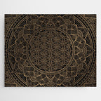 The Flower of Life Black Gold Mandala Jigsaw Puzzle Gallery Image 1