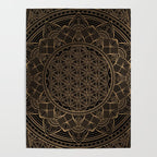 The Flower of Life Black Gold Mandala Poster Gallery Image 4