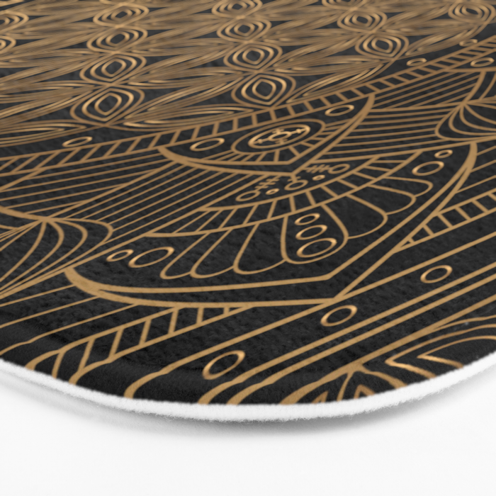 The Flower of Life Black Gold Mandala Bath Mat Gallery Image 3