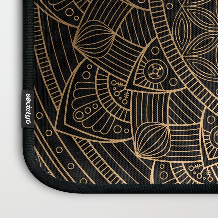 The Flower of Life Black Gold Mandala Laptop Sleeve Gallery Image 3