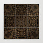 The Flower of Life Black Gold Mandala Wood Wall Art Gallery Image 1