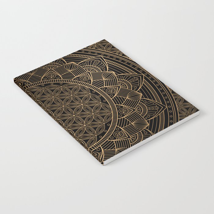 The Flower of Life Black Gold Mandala Notebook Gallery Image 2
