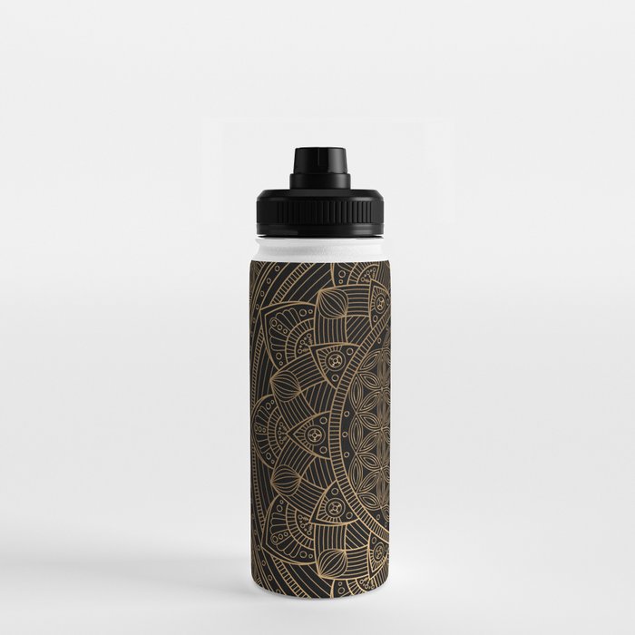 The Flower of Life Black Gold Mandala Water Bottle Gallery Image 3