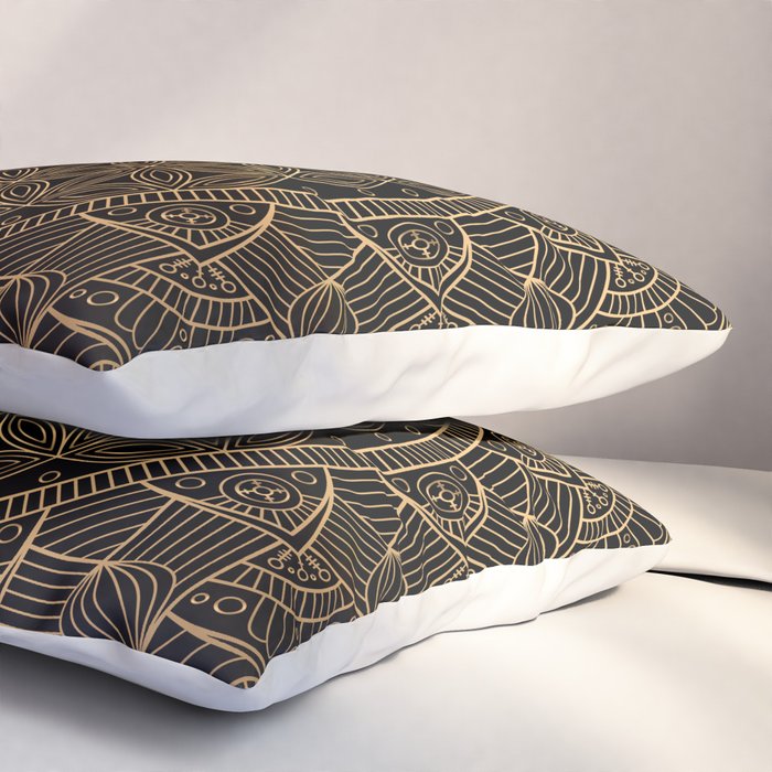 The Flower of Life Black Gold Mandala Pillow Sham Gallery Image 3