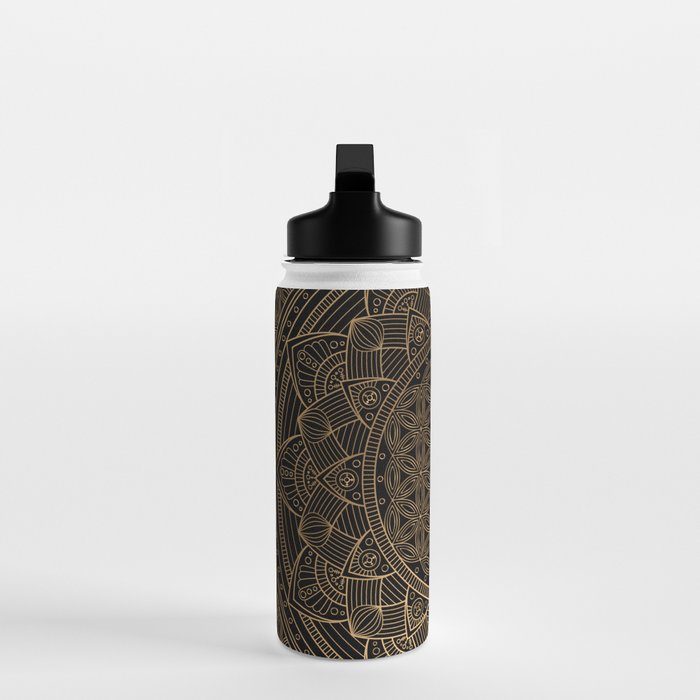 The Flower of Life Black Gold Mandala Water Bottle Gallery Image 3