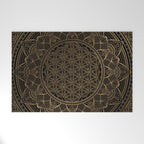 The Flower of Life Black Gold Mandala Welcome Mat Gallery Image 1
