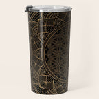 The Flower of Life Black Gold Mandala Travel Mug Gallery Image 3