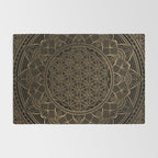 The Flower of Life Black Gold Mandala Rug Gallery Image 2