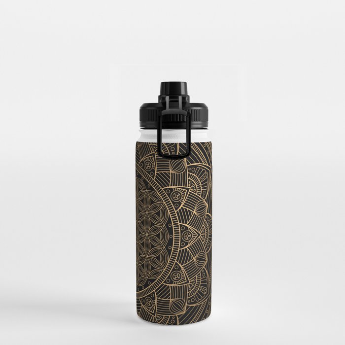 The Flower of Life Black Gold Mandala Water Bottle Gallery Image 2