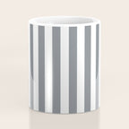 Large Smoke Grey and White Vertical Cabana Tent Stripes Coffee Mug Gallery Image 4