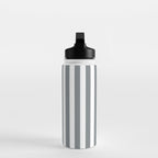 Large Smoke Grey and White Vertical Cabana Tent Stripes Water Bottle Gallery Image 3