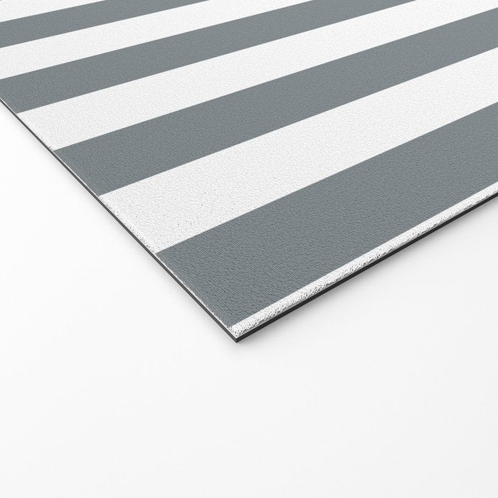 Large Smoke Grey and White Vertical Cabana Tent Stripes Welcome Mat Gallery Image 2