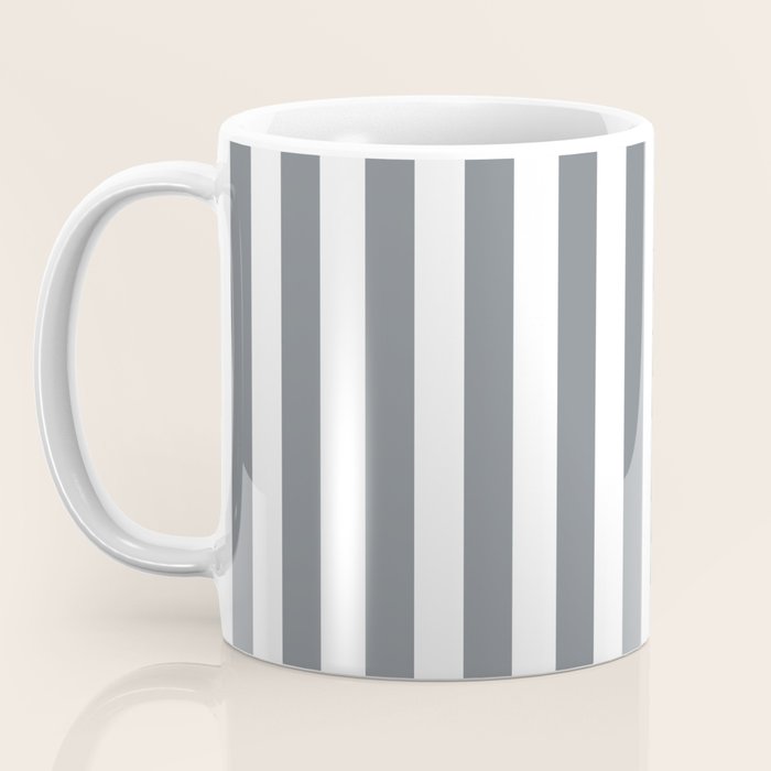 Large Smoke Grey and White Vertical Cabana Tent Stripes Coffee Mug Gallery Image 3