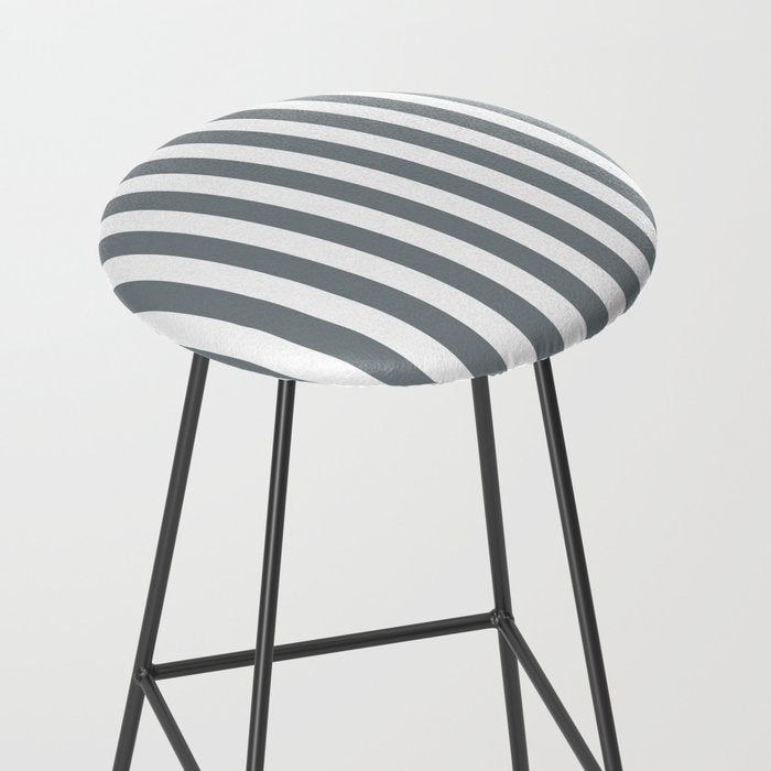 Large Smoke Grey and White Vertical Cabana Tent Stripes Stool Gallery Image 2