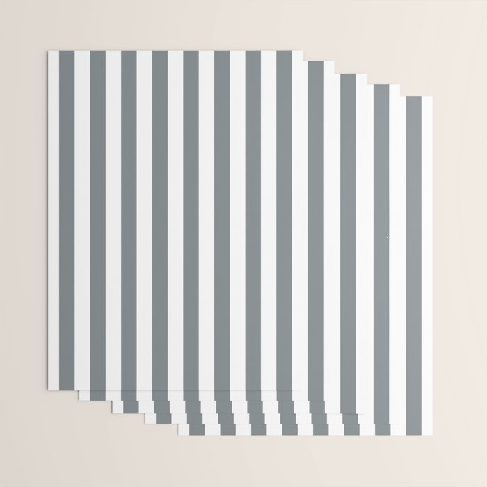 Large Smoke Grey and White Vertical Cabana Tent Stripes Wrapping Paper Gallery Image 3