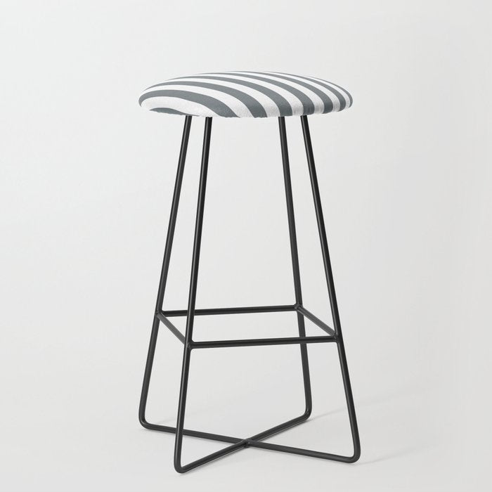 Large Smoke Grey and White Vertical Cabana Tent Stripes Stool Gallery Image 1