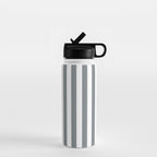 Large Smoke Grey and White Vertical Cabana Tent Stripes Water Bottle Gallery Image 1