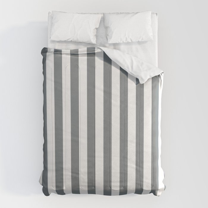 Large Smoke Grey and White Vertical Cabana Tent Stripes Comforter Gallery Image 6