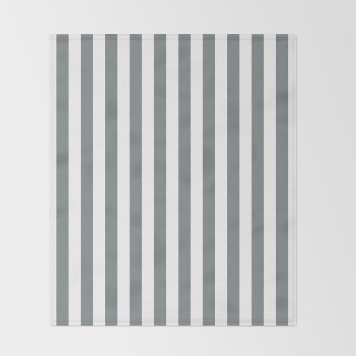 Large Smoke Grey and White Vertical Cabana Tent Stripes Throw Blanket Gallery Image 2