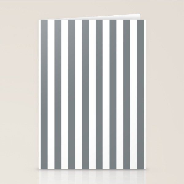 Large Smoke Grey and White Vertical Cabana Tent Stripes Stationery Card Gallery Image 2