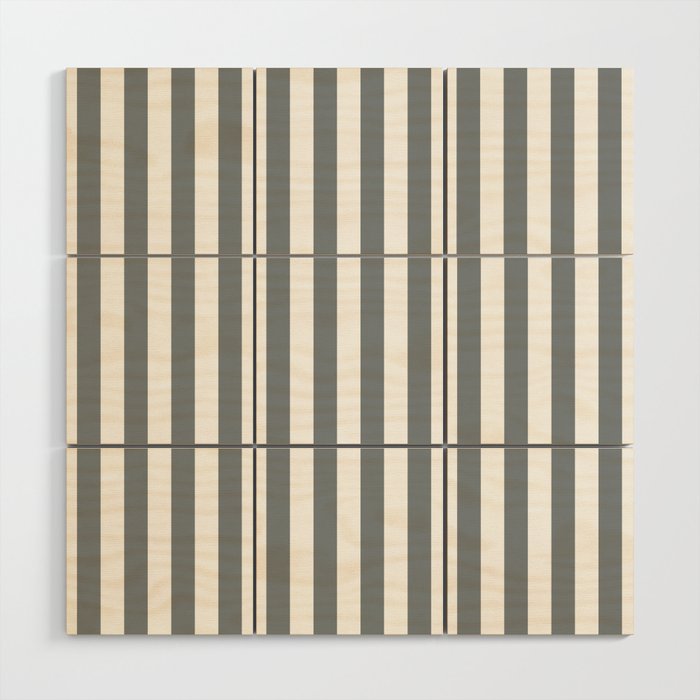 Large Smoke Grey and White Vertical Cabana Tent Stripes Wood Wall Art Gallery Image 1