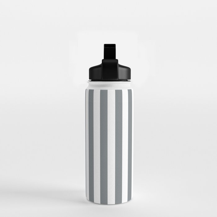 Large Smoke Grey and White Vertical Cabana Tent Stripes Water Bottle Gallery Image 2