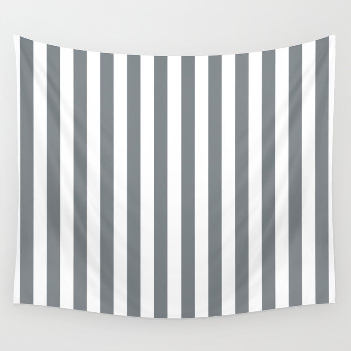 Large Smoke Grey and White Vertical Cabana Tent Stripes Wall Tapestry Gallery Image 4