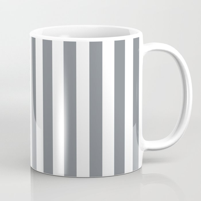 Large Smoke Grey and White Vertical Cabana Tent Stripes Coffee Mug Gallery Image 1
