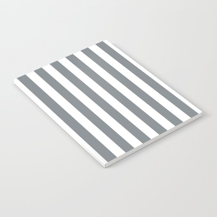Large Smoke Grey and White Vertical Cabana Tent Stripes Notebook Gallery Image 2