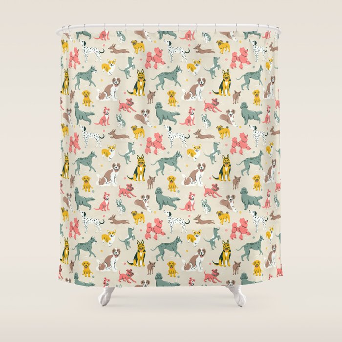 Silly Dog Friends Shower Curtain Gallery Image 1