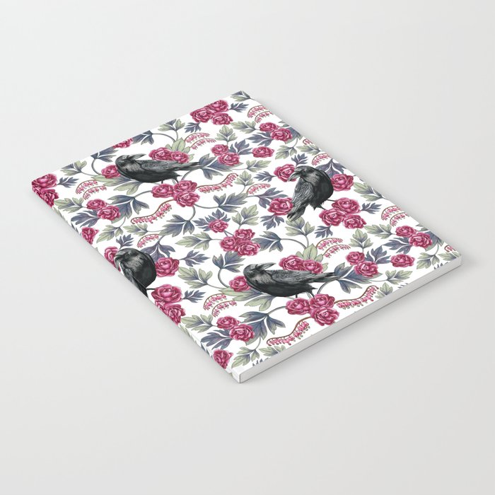 Crows, Bleeding Hearts & Roses Floral/Botanical Pattern Notebook Gallery Image 2