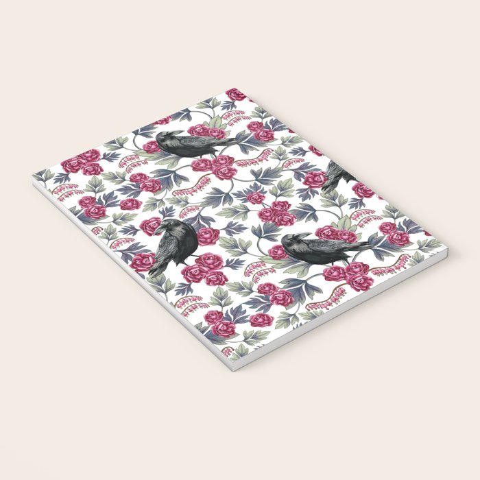 Crows, Bleeding Hearts & Roses Floral/Botanical Pattern Notebook Gallery Image 3