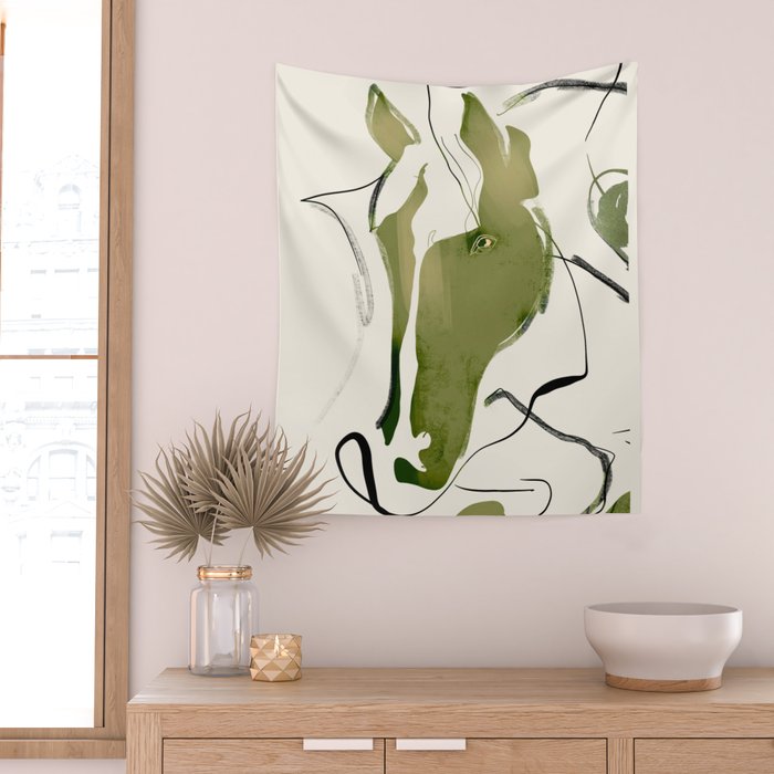 Abstract Minimal Horse Wall Tapestry Gallery Image 2