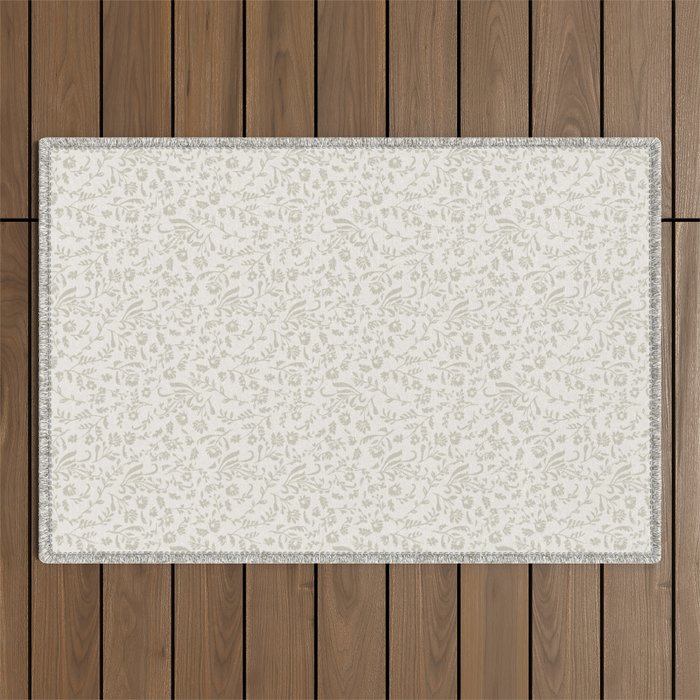 Beige Ditsy Toile Floral Outdoor Rug Gallery Image 1
