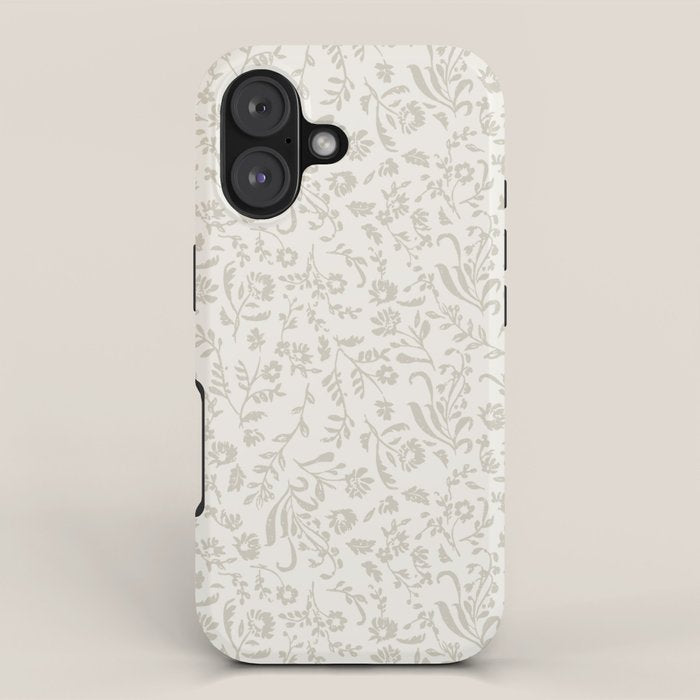 Beige Ditsy Toile Floral iPhone Case