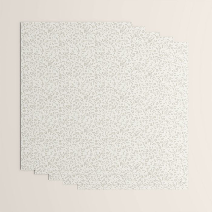 Beige Ditsy Toile Floral Wrapping Paper Gallery Image 3