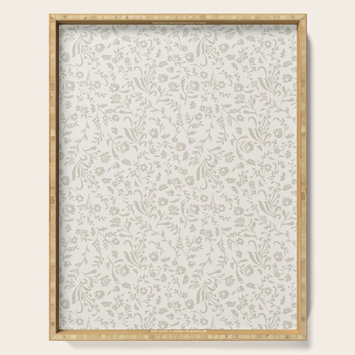 Beige Ditsy Toile Floral Serving Tray Gallery Image 1