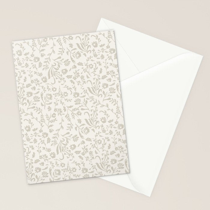Beige Ditsy Toile Floral Stationery Card Gallery Image 2