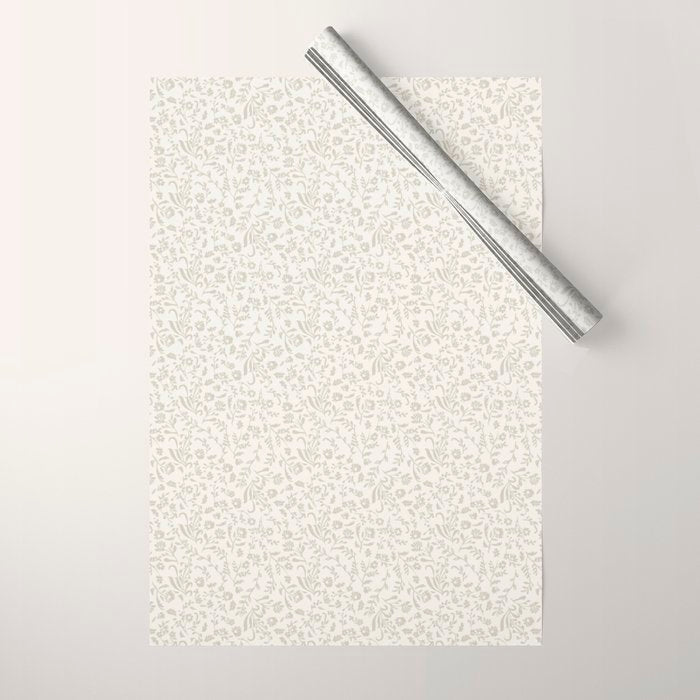 Beige Ditsy Toile Floral Wrapping Paper Gallery Image 1