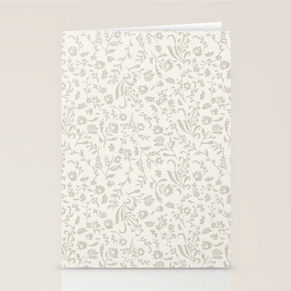 Beige Ditsy Toile Floral Stationery Card Gallery Image 2
