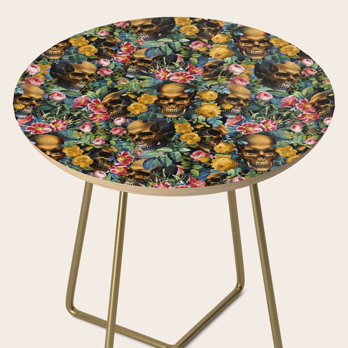 Skull and Flowers Pattern Side Table Gallery Image 2