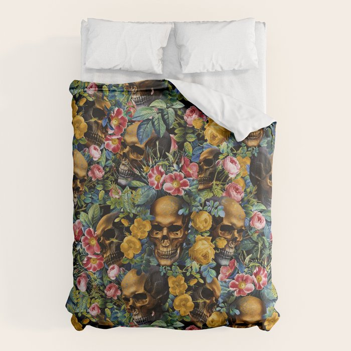 Skull and Flowers Pattern Duvet Cover Gallery Image 6